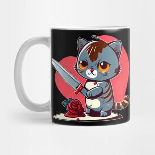 Valentines Cat with Knife Mug